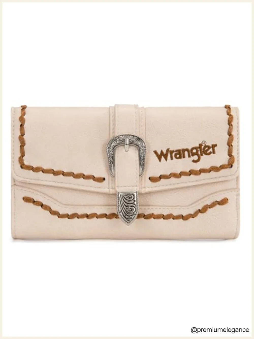 Western RFID Blocking Wallet with Antique Buckle and Braided Edge
